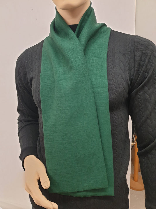 Natural GREEN linen scarf, hand made in France.