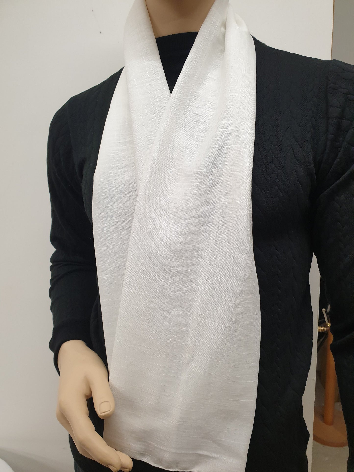 Three natural linen scarfs bundle, White, Natural and pink. hand made in France.