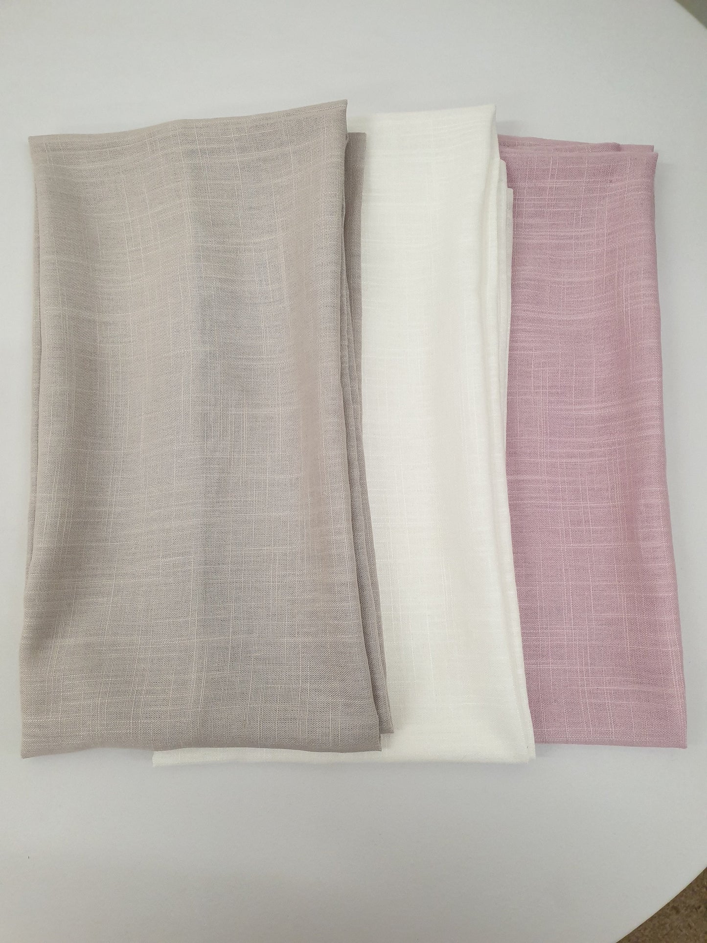 Three natural linen scarfs bundle, White, Natural and pink. hand made in France.