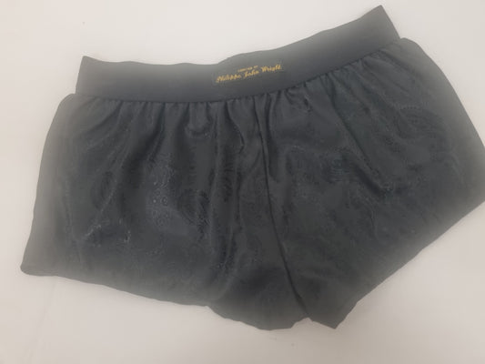 Woman BLACK silk paisley boy shorts, pajamas, French knickers made in France