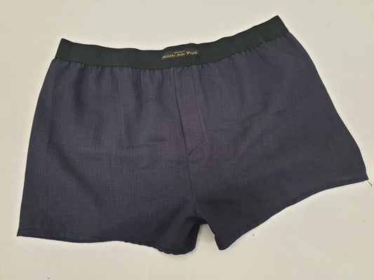 couple gift matching underwear His and her linen NAVY BLUE boxer short and boy shorts bundle hand made in France.