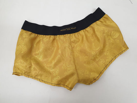 Womans BRIGHT GOLD silk paisley boy shorts, pajamas, french knickers made in France
