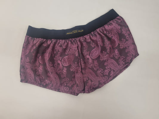 Woman PINK silk paisley boy shorts, pajamas, french knickers made in france