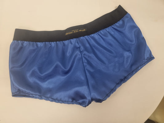 Womans ROYAL BLUE satin boy shorts, pajamas, french knickers made in france