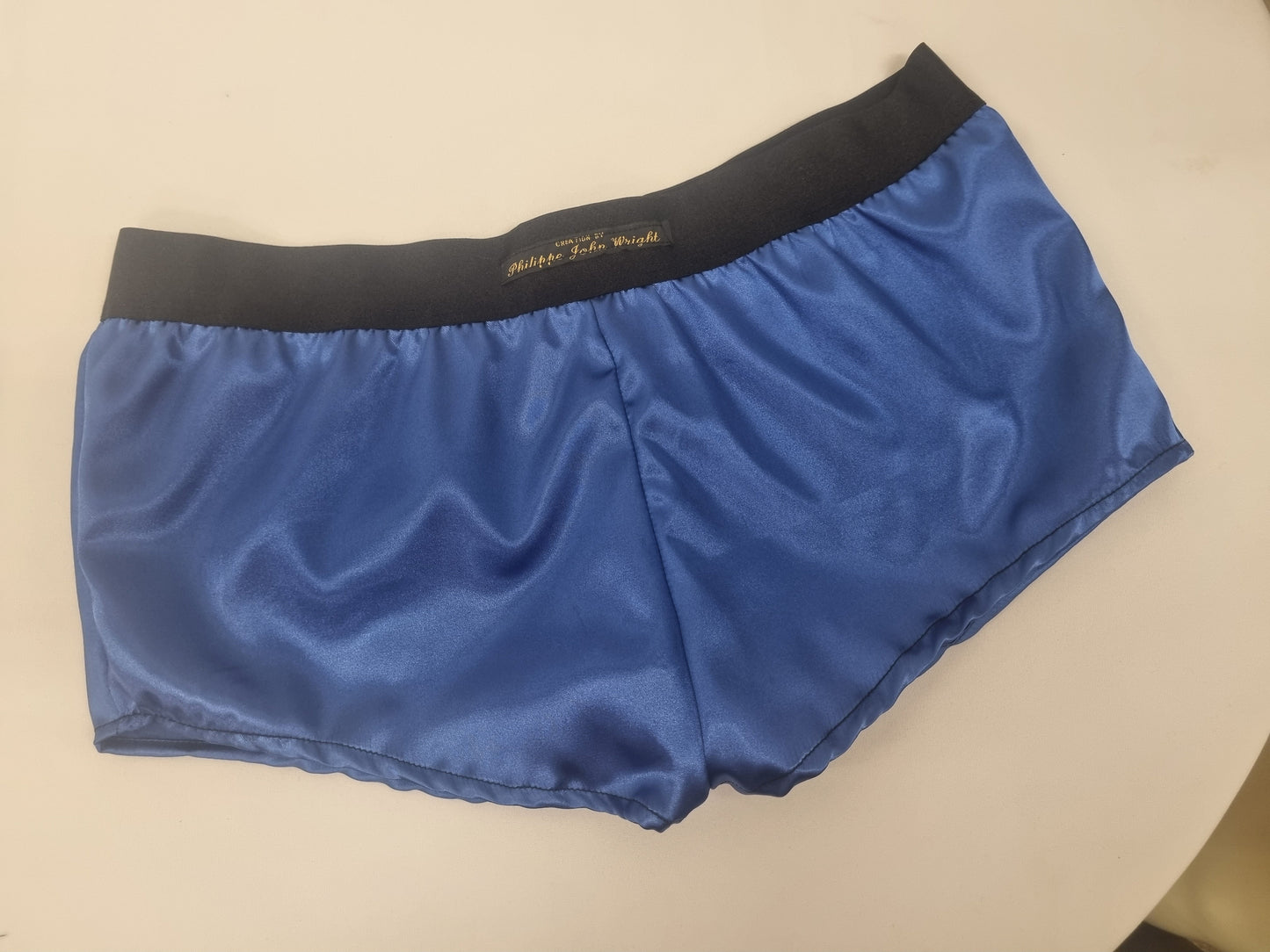 Womans ROYAL BLUE satin boy shorts, pajamas, french knickers made in France