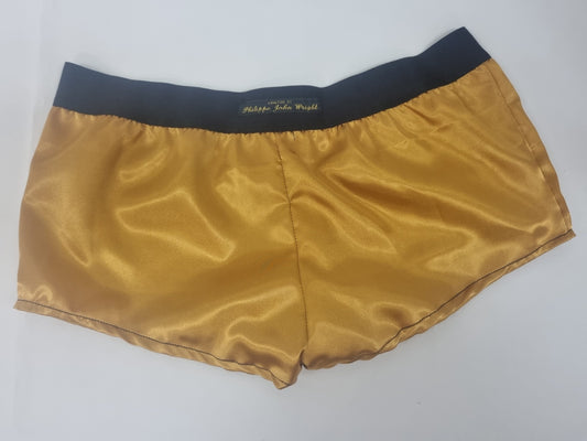 Womans GOLD  satin boy shorts, pajamas, french knickers made in france