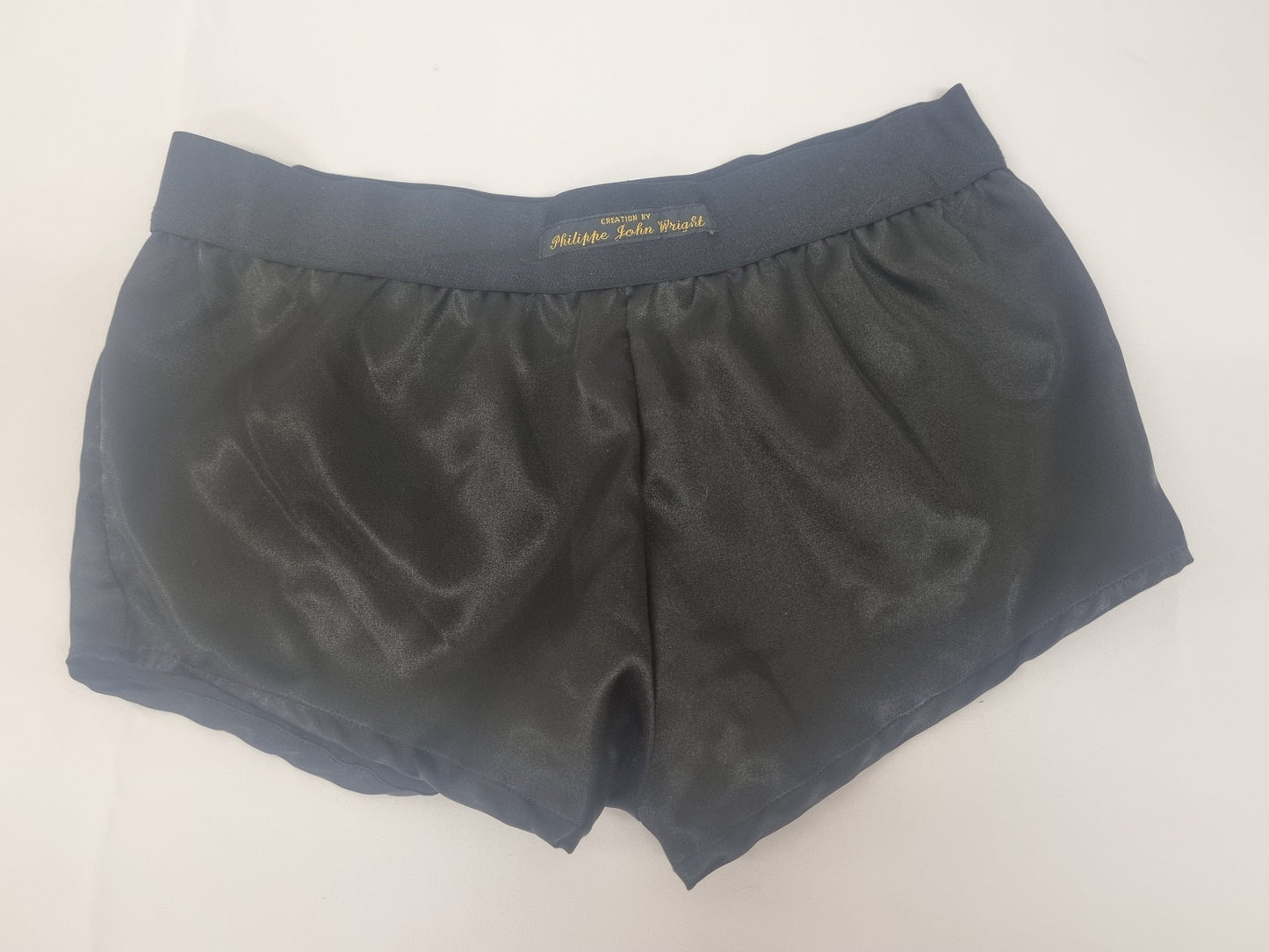 Womans BLACK satin boy shorts, pajamas, French knickers made in France
