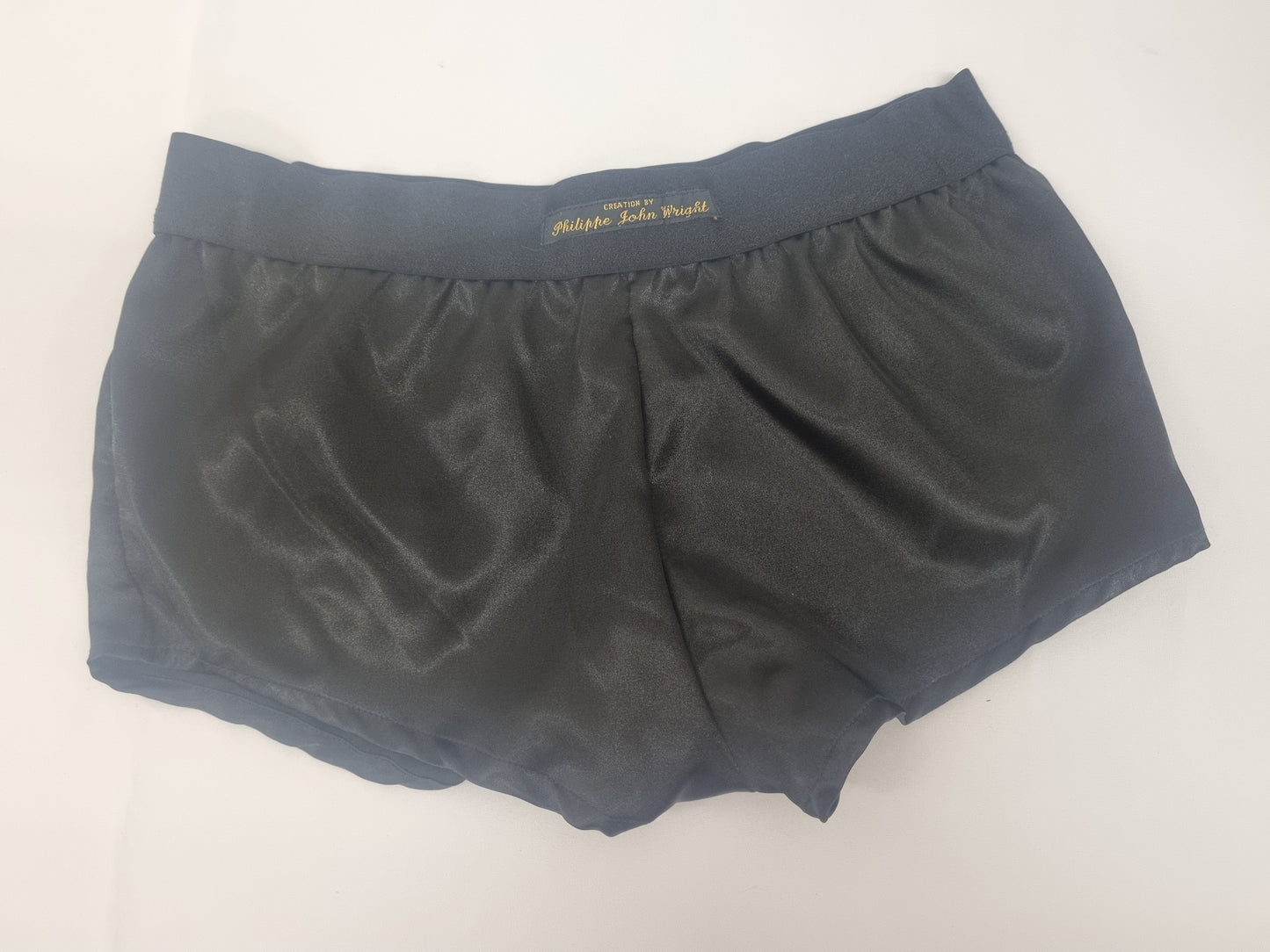 Womans double bundle GOLD and BLACK satin boy shorts, pajamas, french knickers made in france