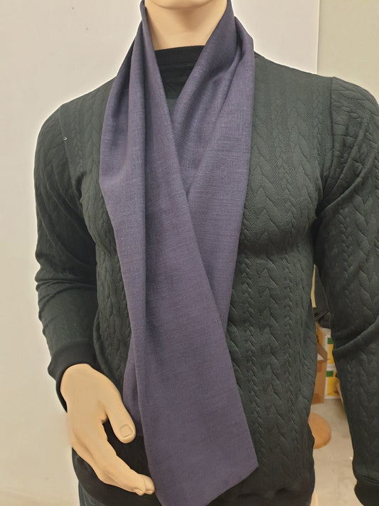 Natural NAVY BLUE linen scarf, hand made in France.