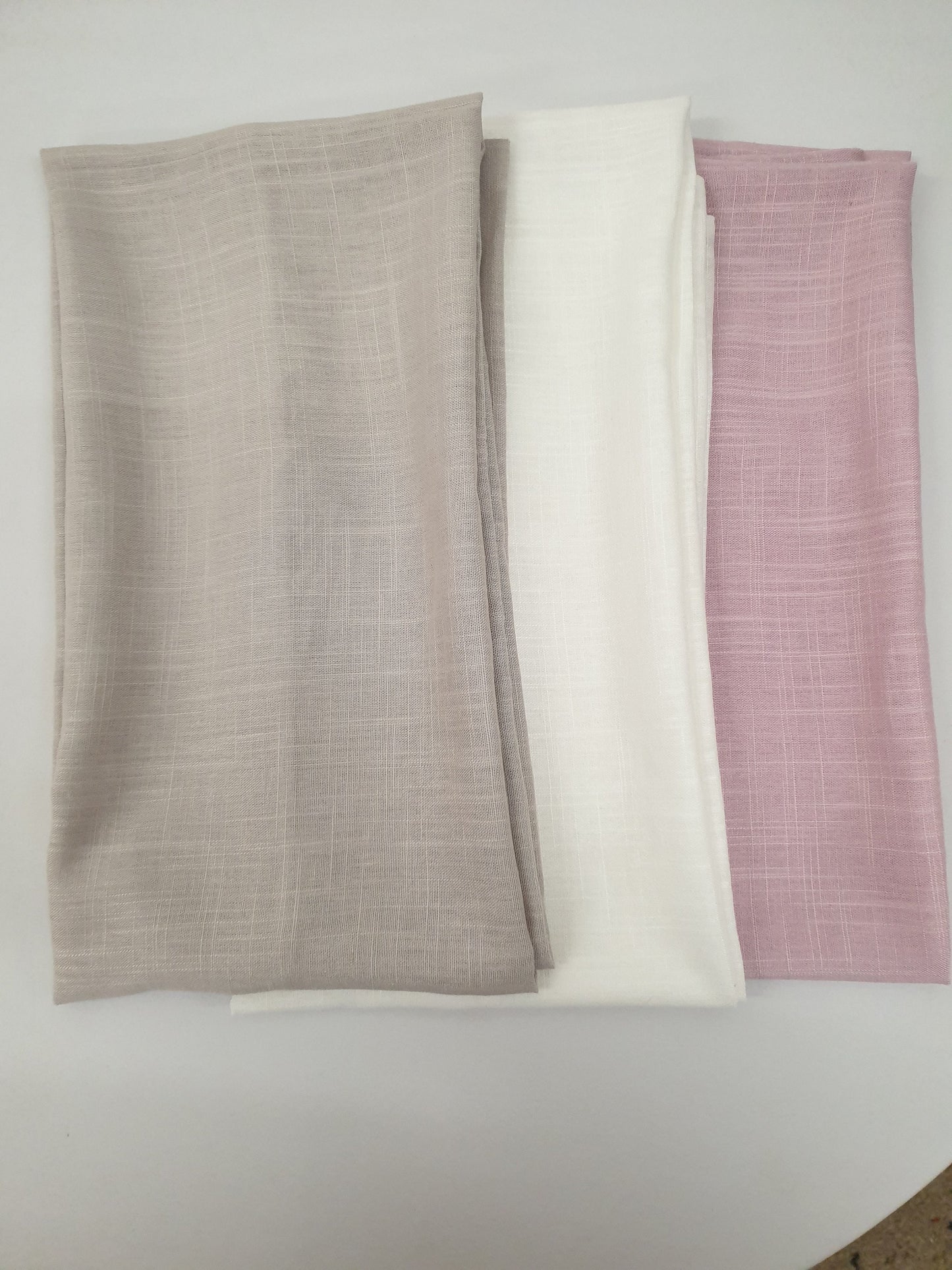 Three natural linen scarfs bundle, White, Natural and pink. hand made in France.