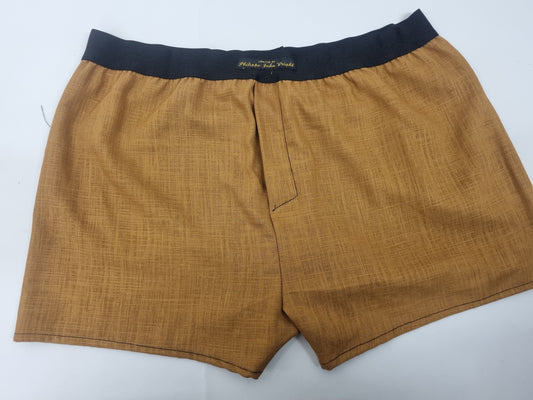 LINEN chestnut brown men boxer short with black elastic.