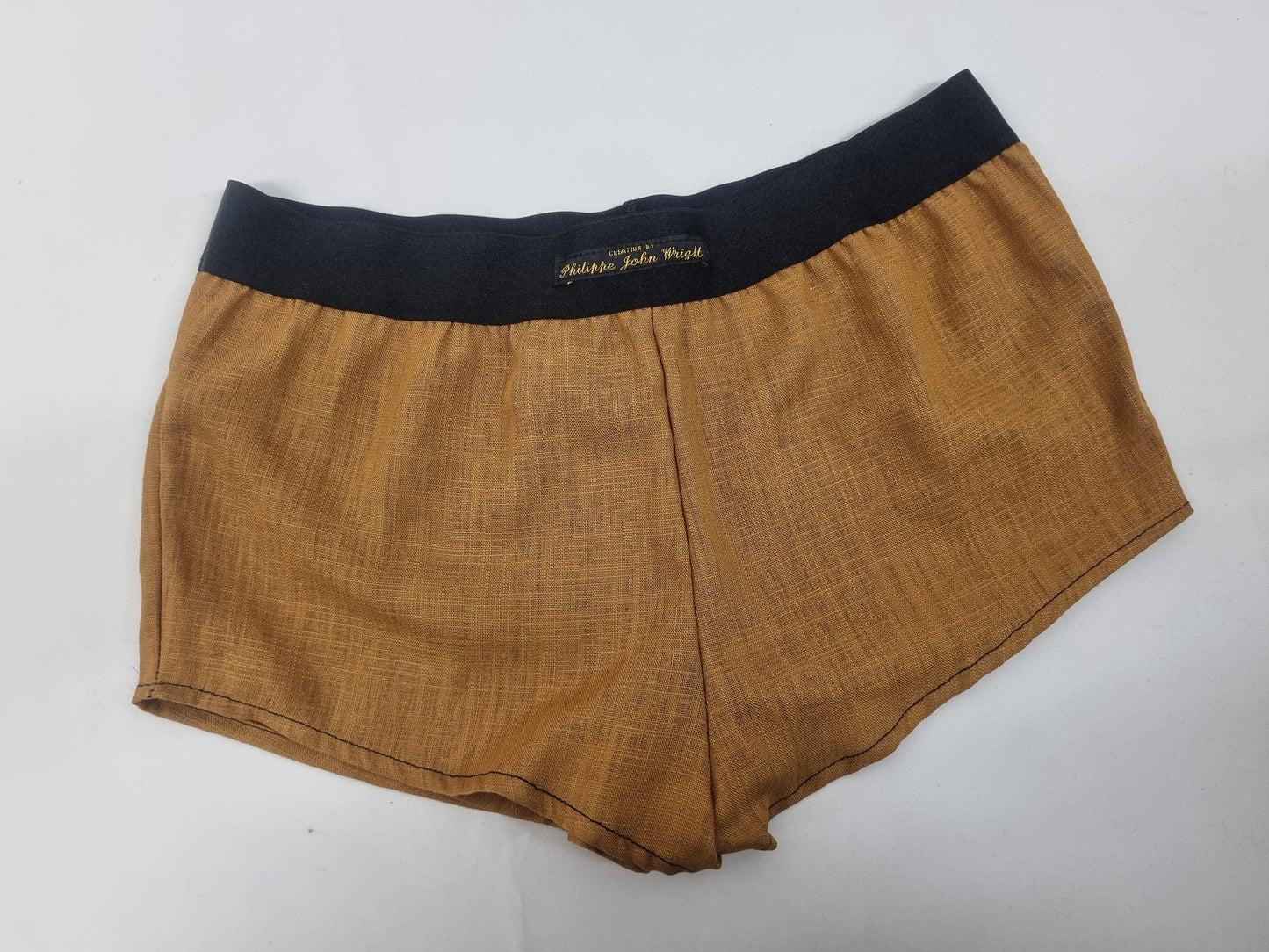 couple gift matching underwear His and her linen CHESTNUT BROWN boxer short and boy shorts bundle hand made in France.