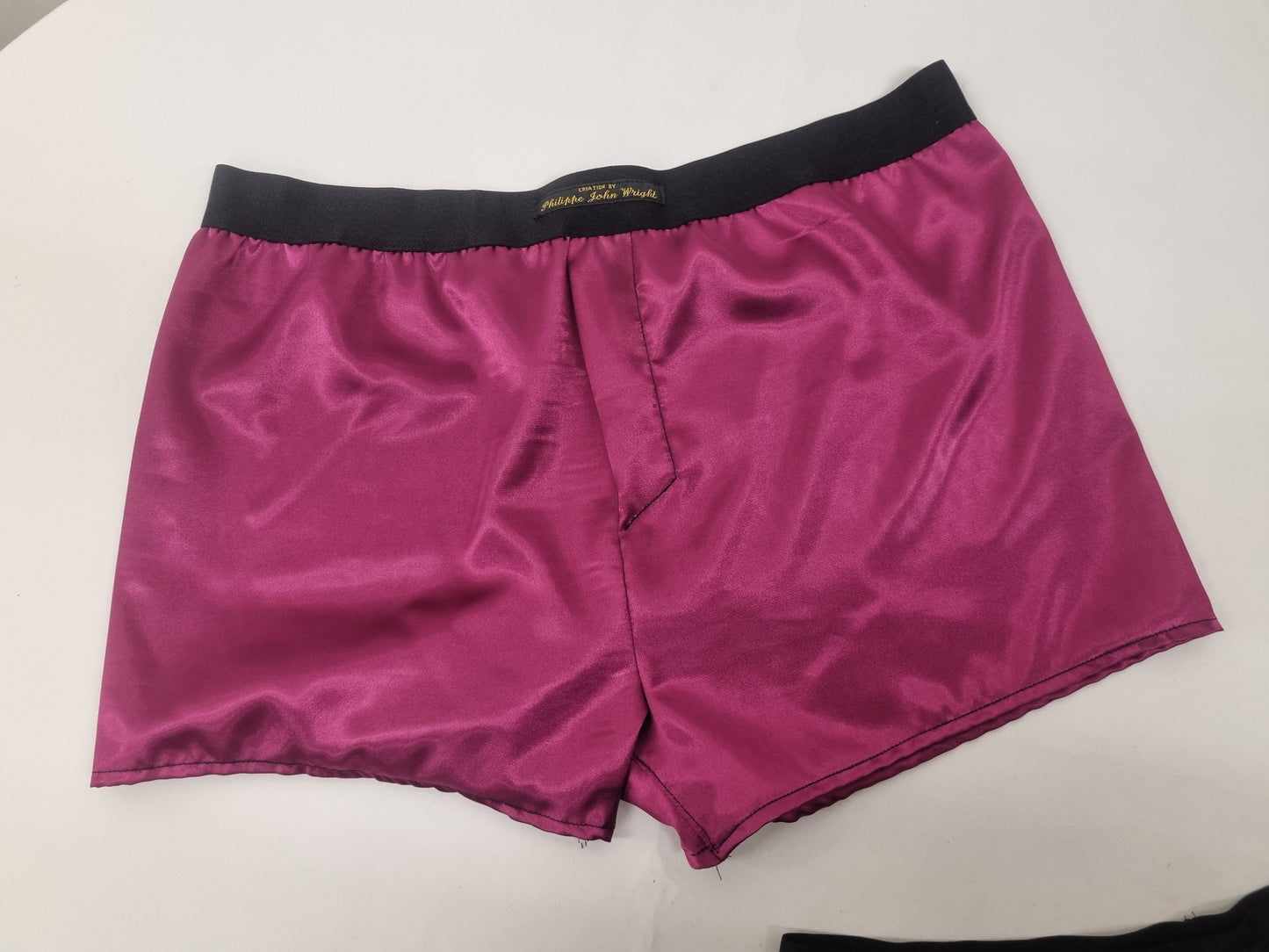 His and her satin MAGENTA boxer short and boy shorts bundle hand made in France.