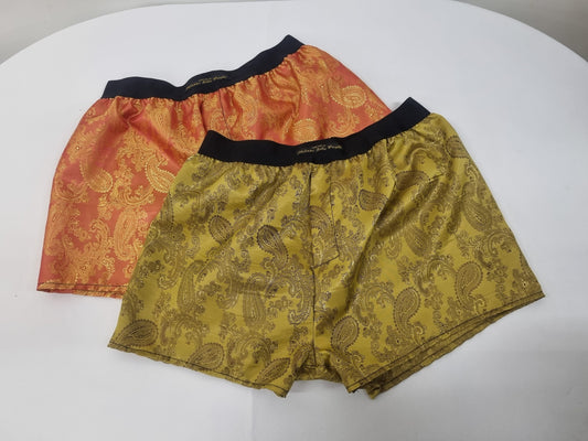 Two silk boxer shorts double bundle paisley pattern made in France