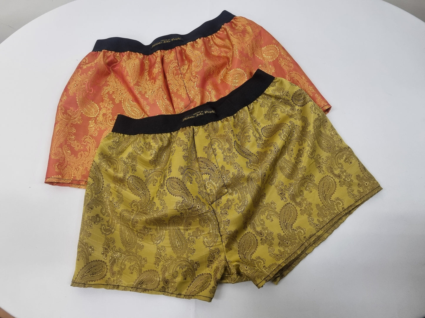 Two silk boxer shorts double bundle paisley pattern made in France