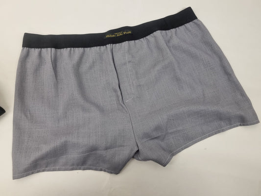 LINEN gray men boxer shorts with black elastic.