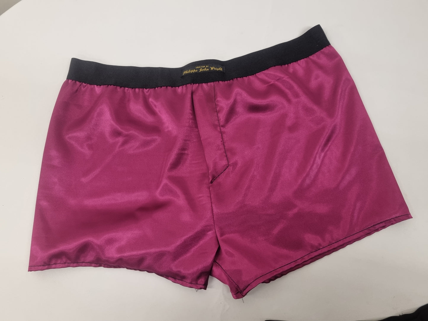 MAGENTA satin boxer shorts for men made in France