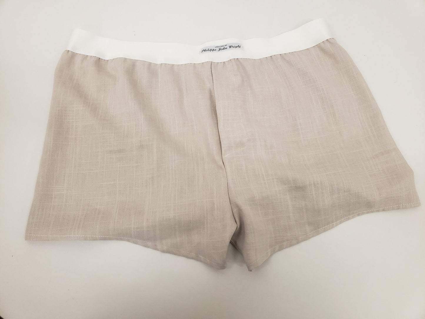 Three LINEN men boxer short bundle with black elastic. gray, black, beige.
