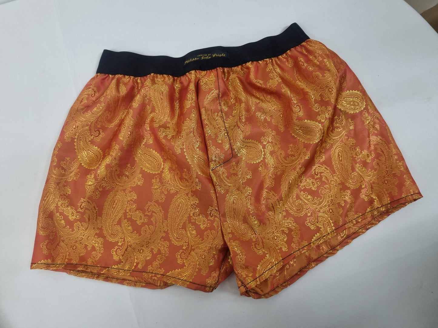 Two silk boxer shorts double bundle paisley motif made in France