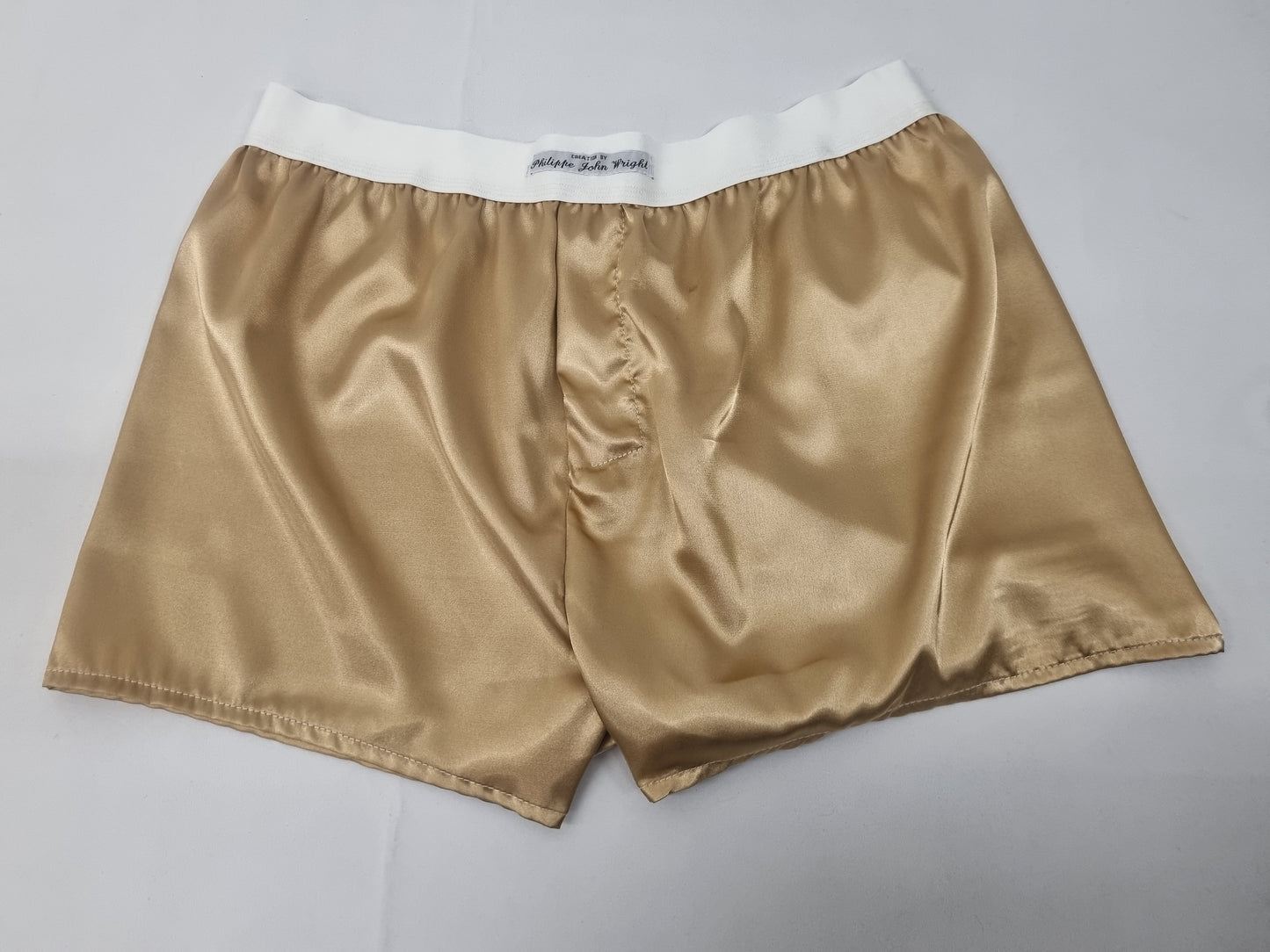 His and her satin CHAMPAGNE boxer short and boy shorts bundle hand made in France.