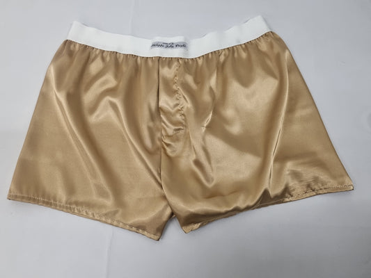 CHAMPAGNE satin boxer shorts for men made in France