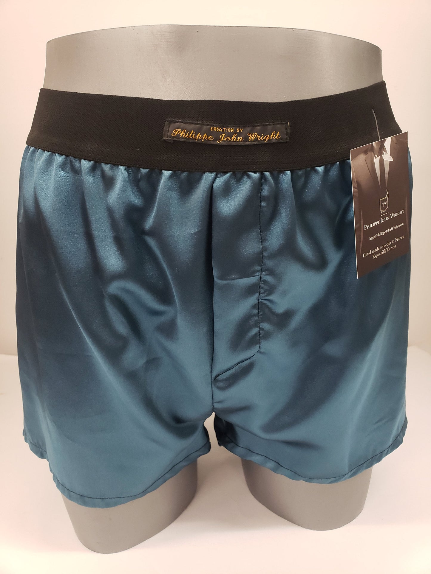 Satin boxer shorts for men hand made in France