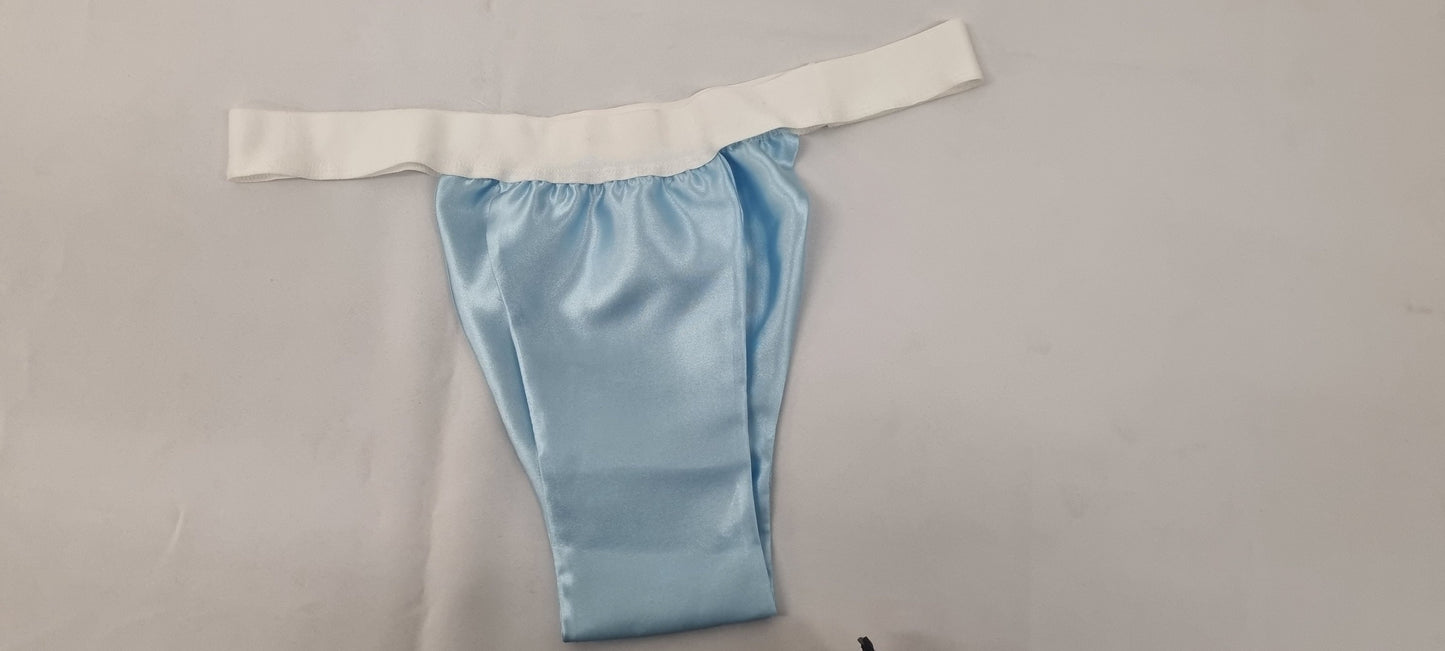 Men shiny satin briefs tanga like underwear fully lined with silky finish.