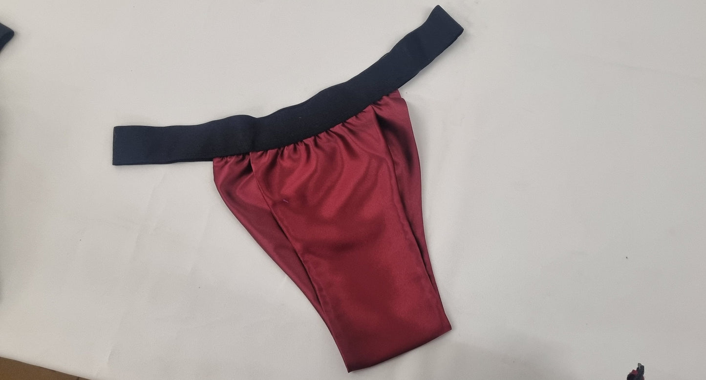 Men shiny satin briefs tanga like underwear fully lined with silky finish.