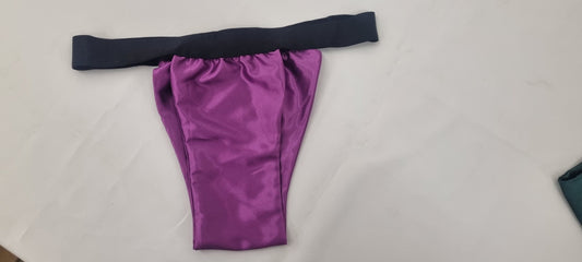 Men PURPLE shiny satin briefs tanga like underwear fully lined with silky finish.