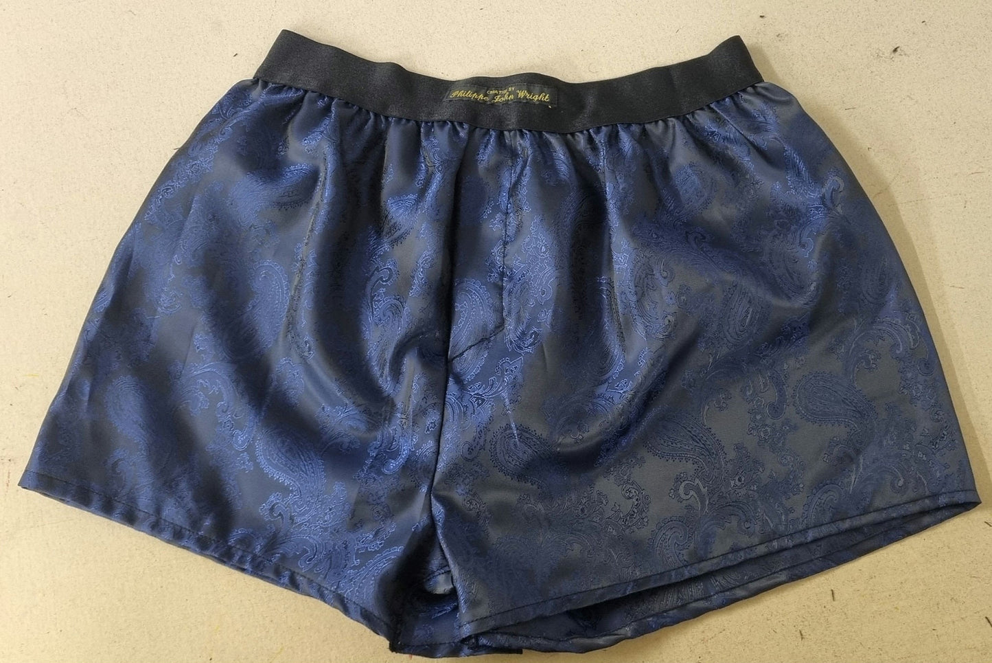 Two silk boxer shorts double bundle paisley pattern made in France NAVY and ROYAL BLUE.