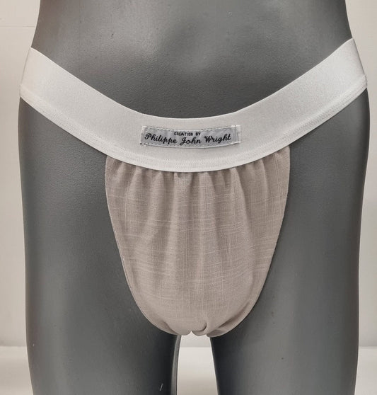 Men organic linen briefs tanga like man thong underwear fully lined with luxury finish soft elastic
