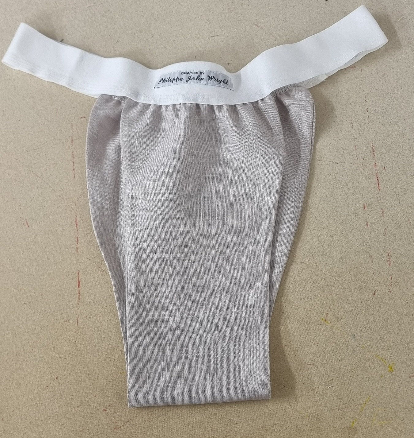 Men thong BEIGE organic linen briefs tanga like underwear fully lined soft elastic