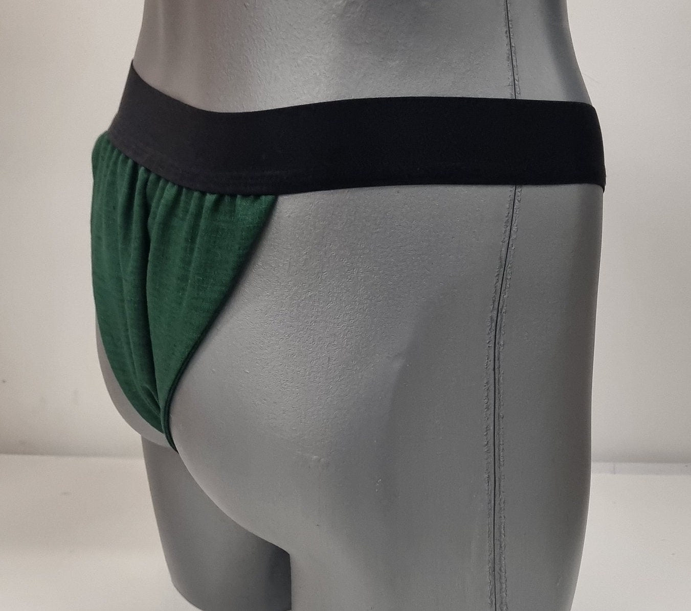 Men thong DARK GREEN organic linen briefs tanga like underwear fully lined soft elastic