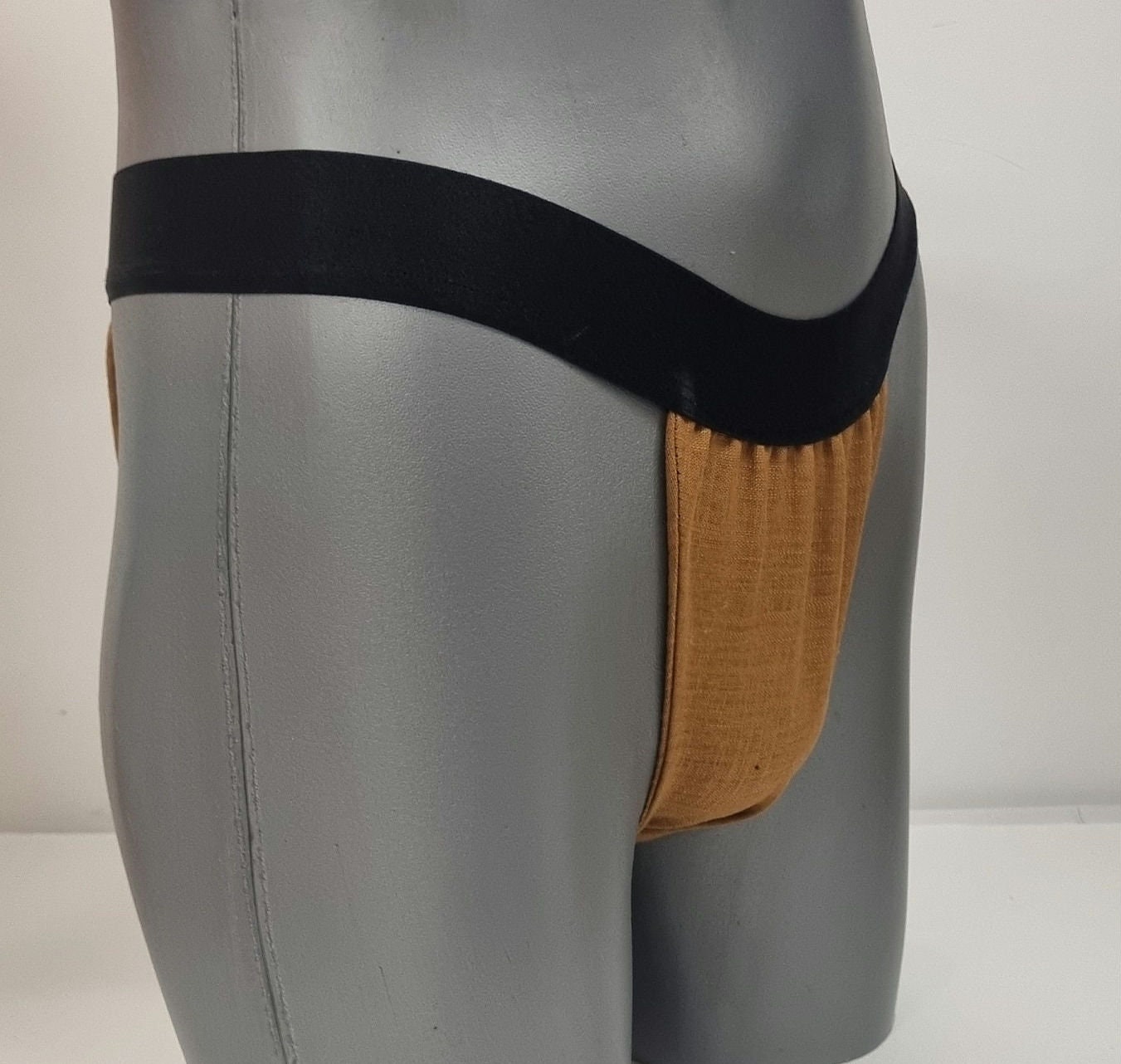 Men thong CHESNUT BROWN organic linen briefs tanga like underwear fully lined soft elastic