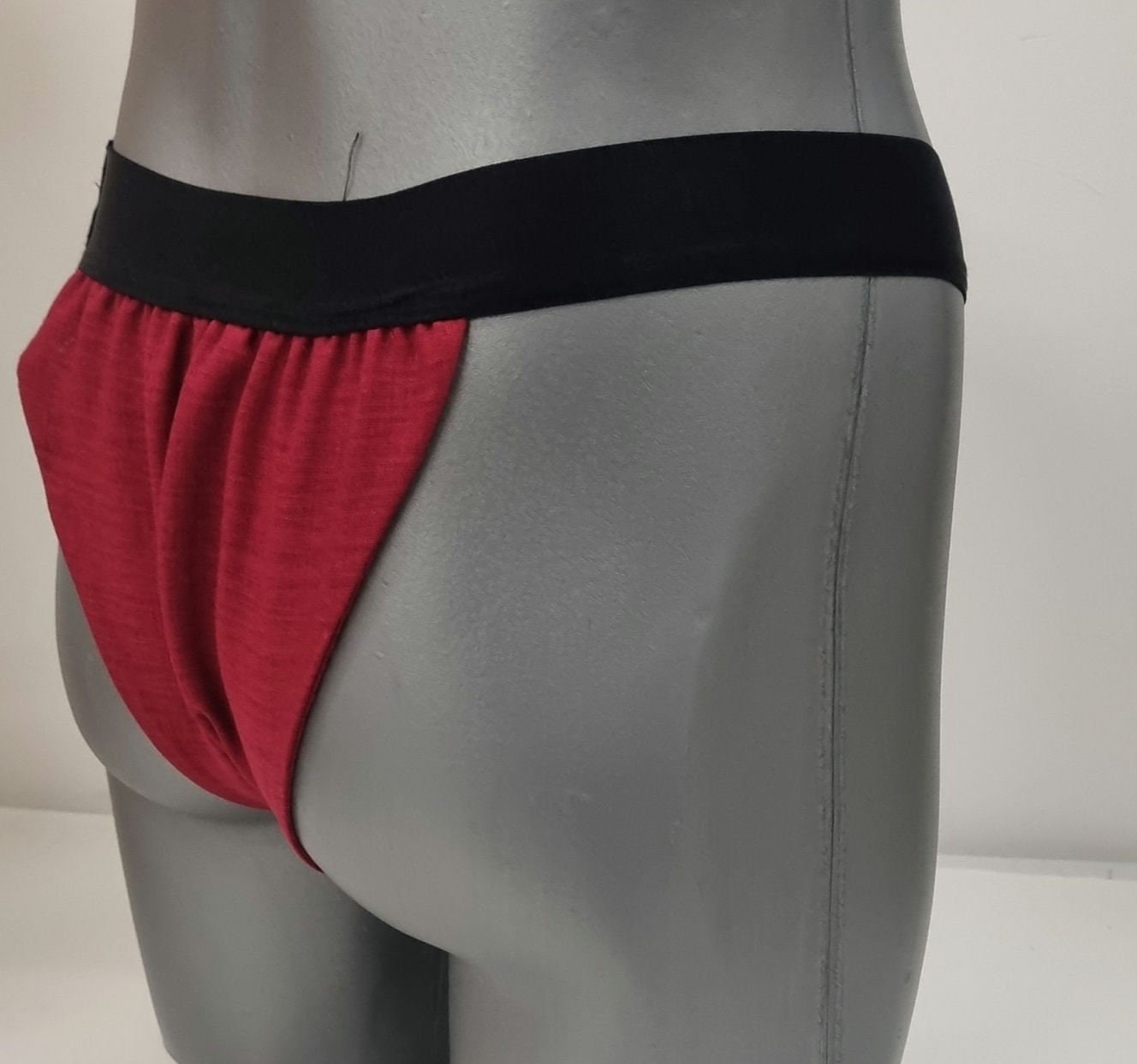 Men thong RED organic linen briefs tanga like underwear fully lined soft elastic