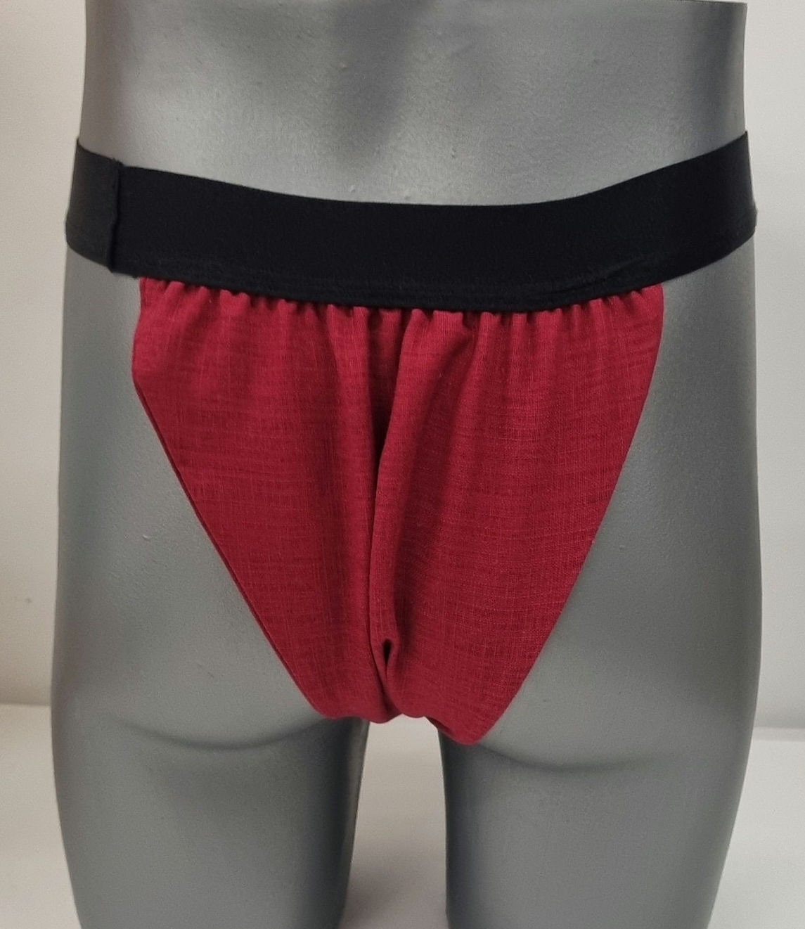 Men thong RED organic linen briefs tanga like underwear fully lined soft elastic