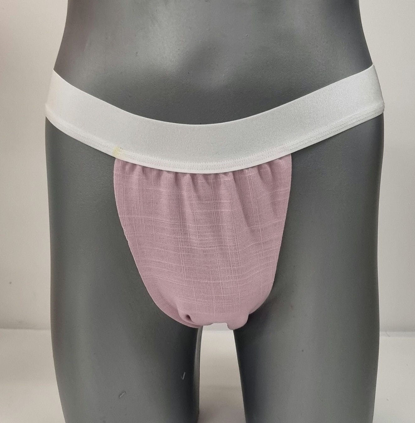 Men thong PALE PINK organic linen briefs tanga like underwear fully lined soft elastic
