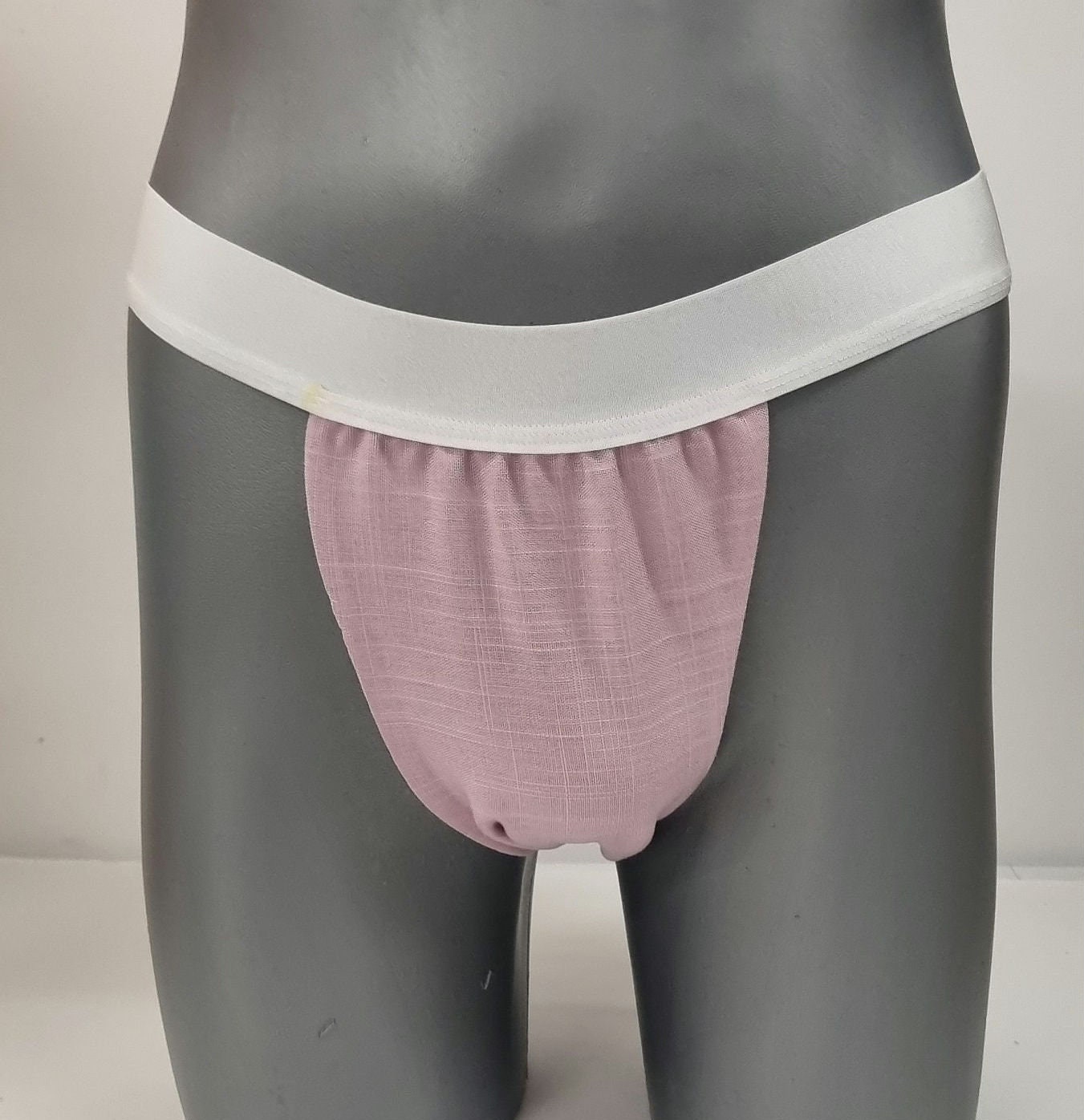 Men thong PALE PINK organic linen briefs tanga like underwear fully lined soft elastic