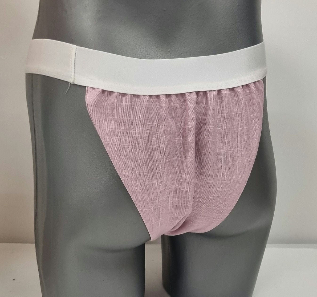 Men thong PALE PINK organic linen briefs tanga like underwear fully lined soft elastic