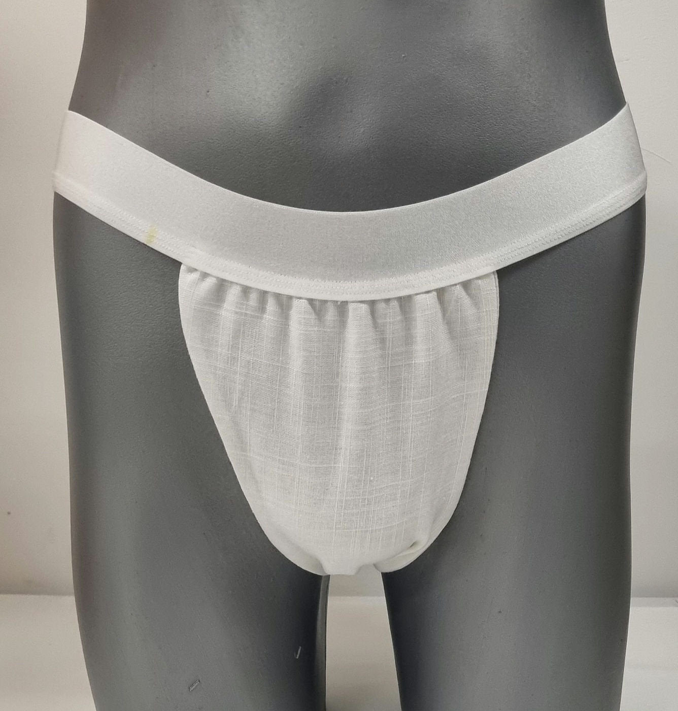 Men thong BLACK and WHITE organic linen briefs tanga like underwear fully lined soft elastic bundle