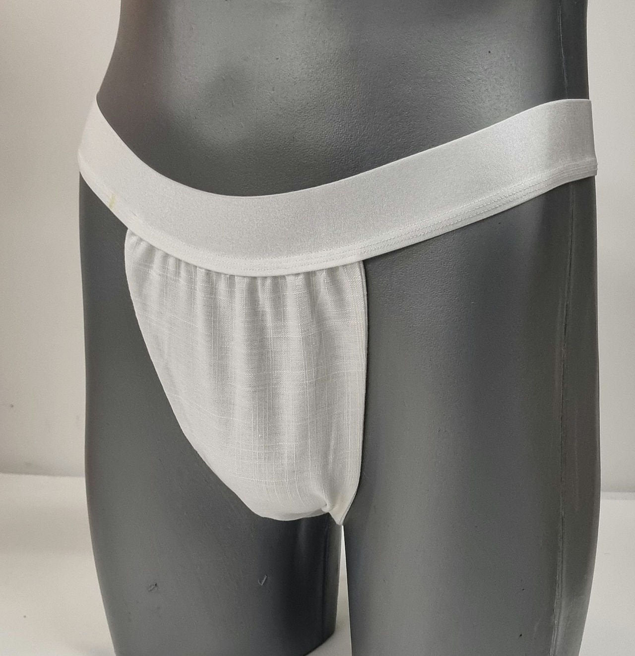 Men thong BLACK and WHITE organic linen briefs tanga like underwear fully lined soft elastic bundle
