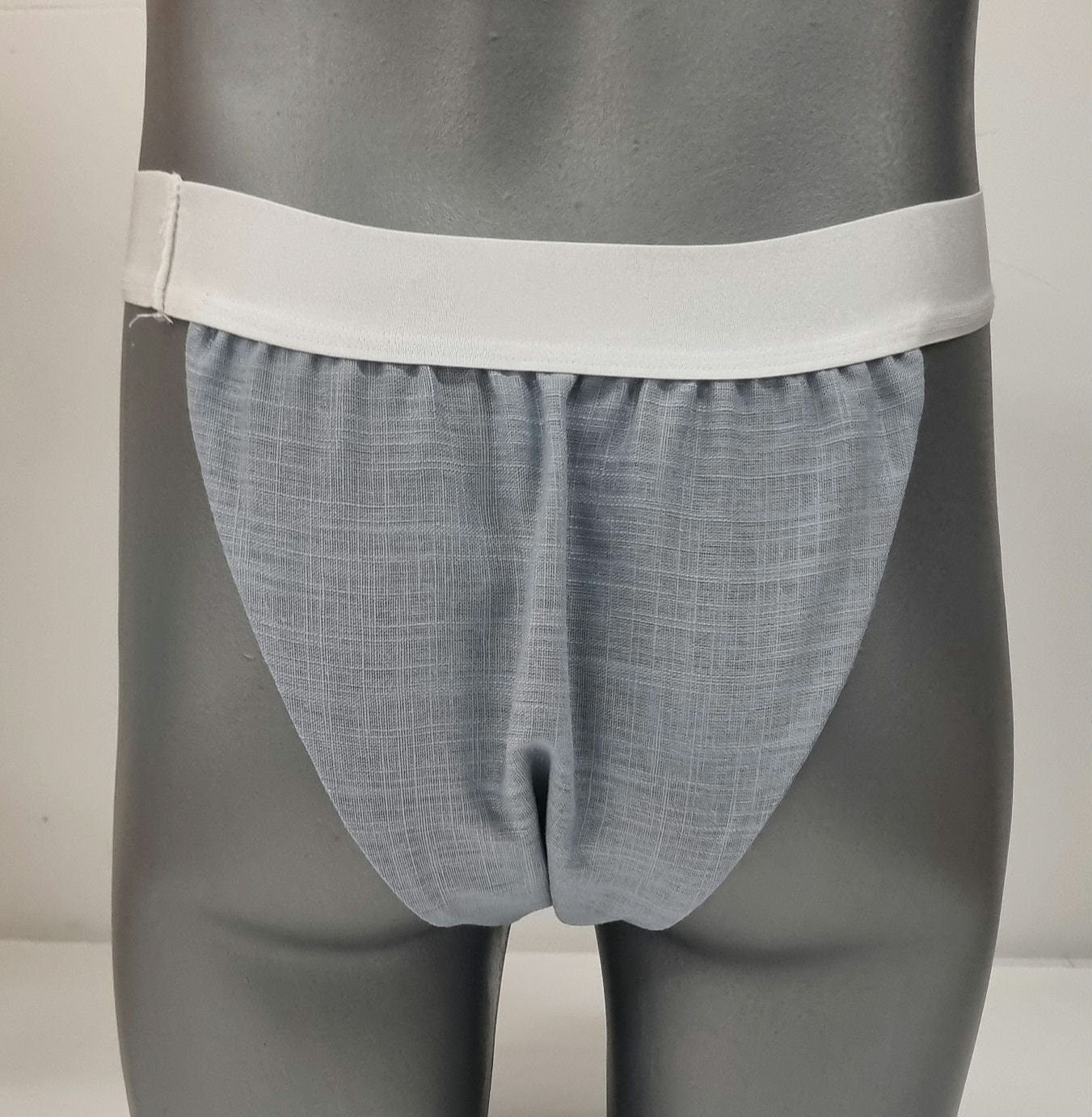 Men thong BLUE and BEIGE organic linen briefs tanga like underwear fully lined soft elastic bundle