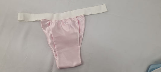 Men PINK shiny satin briefs tanga like underwear fully lined with silky finish.