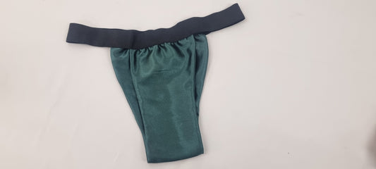 Men GREEN shiny satin briefs tanga like underwear fully lined with silky finish.