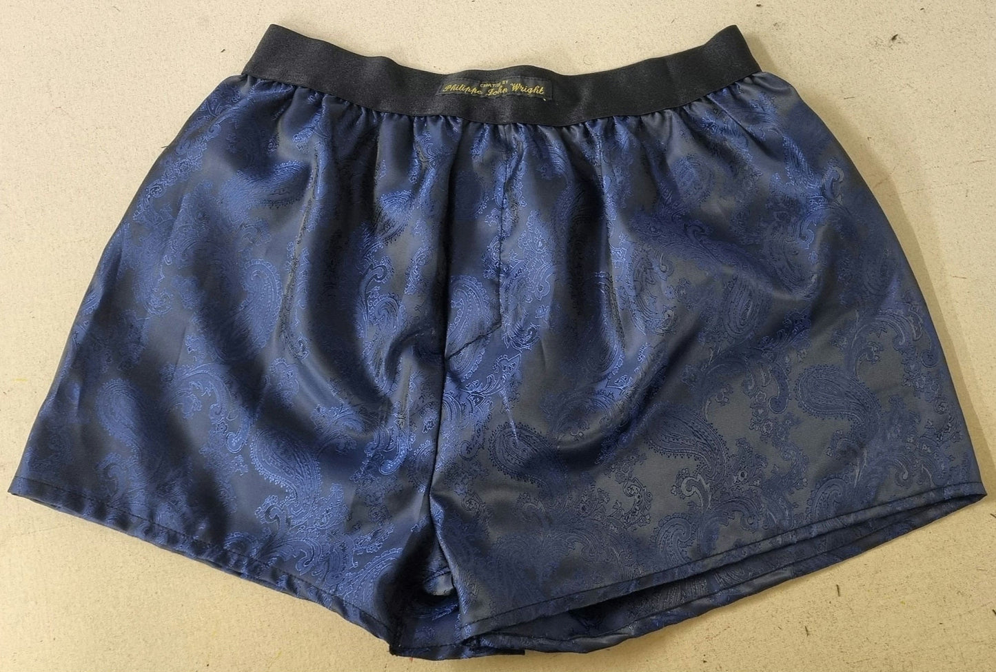 silk boxer shorts paisley pattern made in France NAVY and ROYAL BLUE.