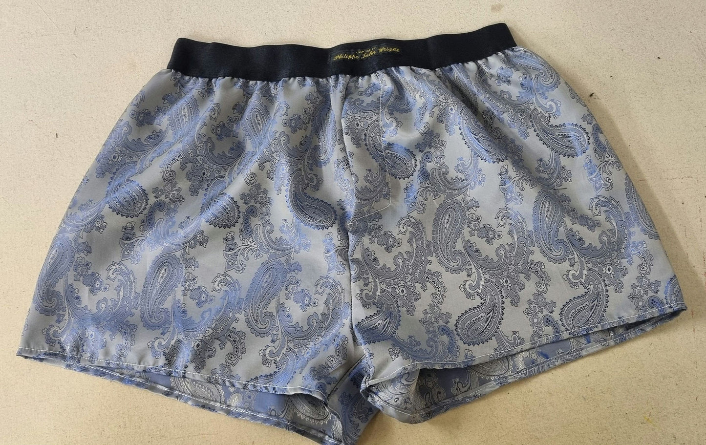 Two silk boxer shorts double bundle paisley pattern made in France NAVY and ROYAL BLUE.