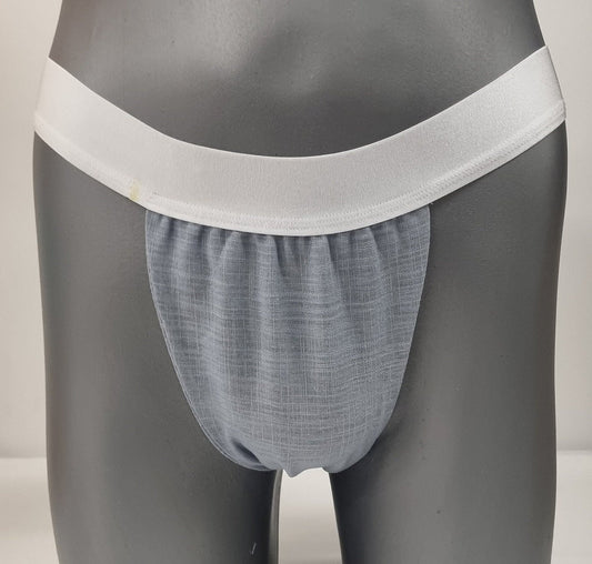 Men thong PALE BLUE organic linen briefs tanga like underwear fully lined soft elastic