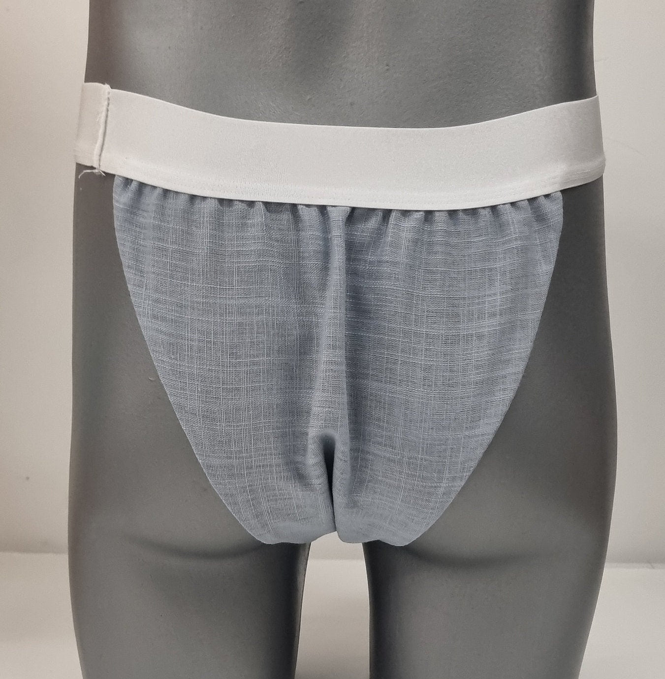 Men thong PALE BLUE organic linen briefs tanga like underwear fully lined soft elastic