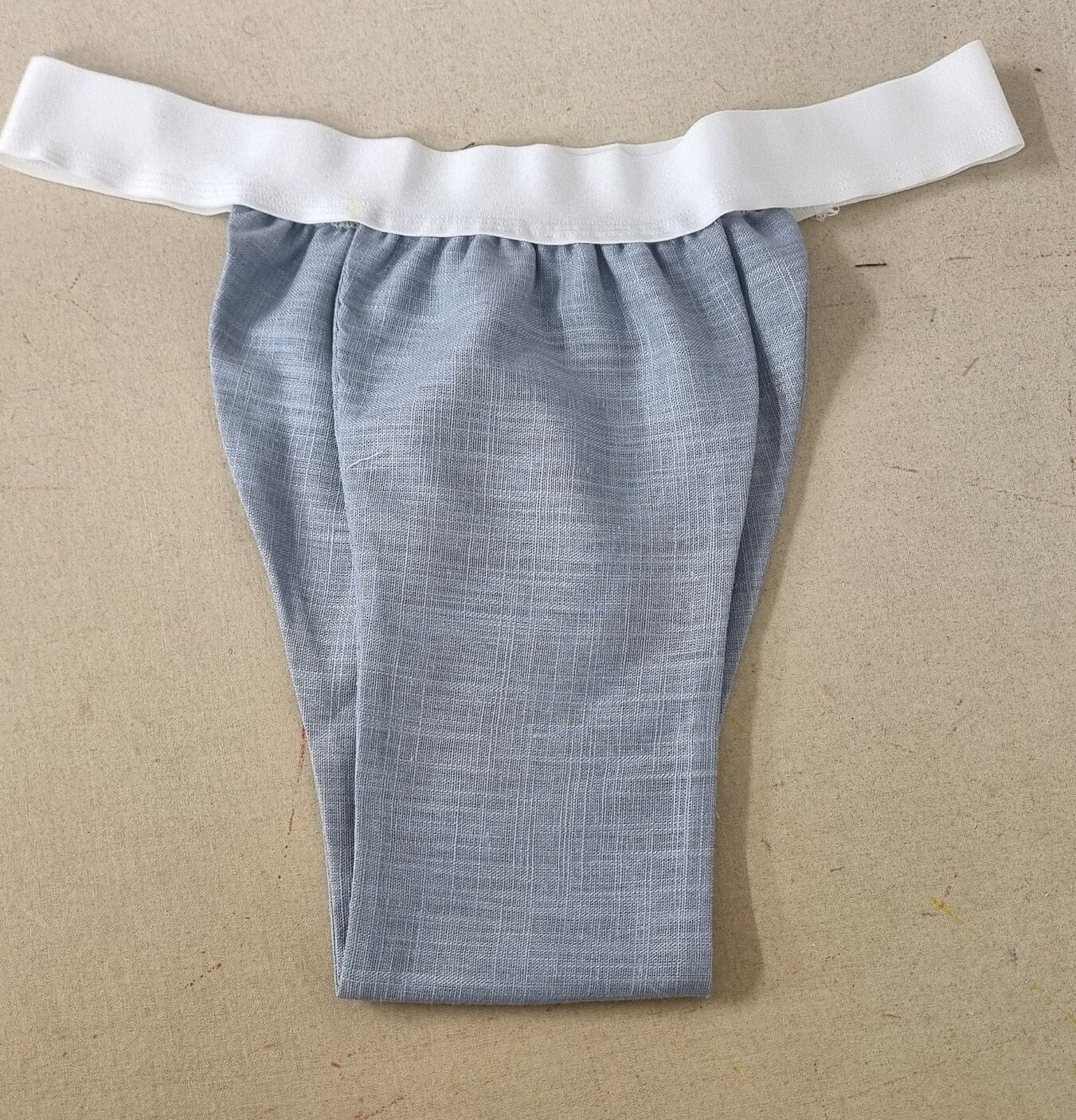 Men thong PALE BLUE organic linen briefs tanga like underwear fully lined soft elastic