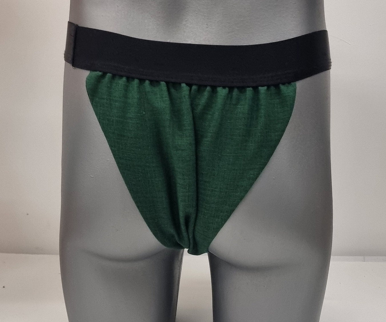 Men thong DARK GREEN organic linen briefs tanga like underwear fully lined soft elastic